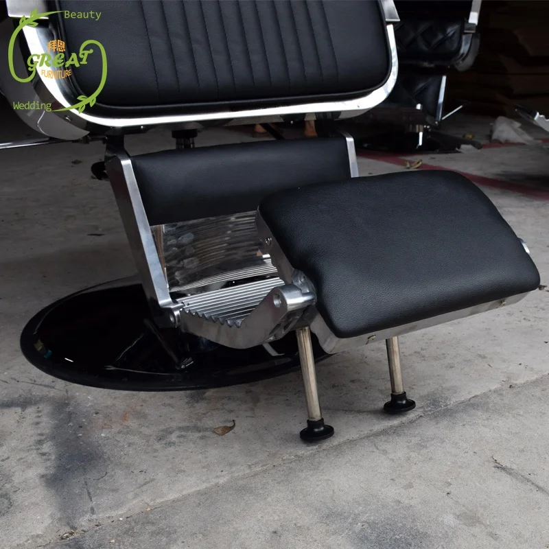Wholesale Modern Barbershop Furniture Black Hair Salon Chair Stainless Steel European Barber Chair for Sale