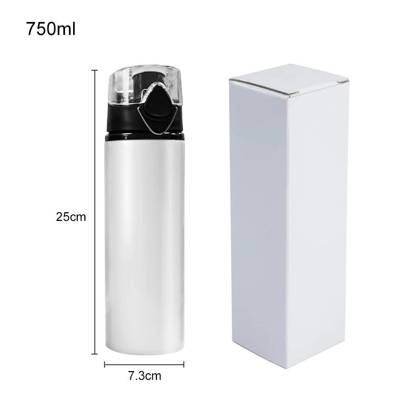 USA Warehouse Stocked 750ml Sublimation Blank Aluminum Sports Water Bottle with Lids for Transfer Printing