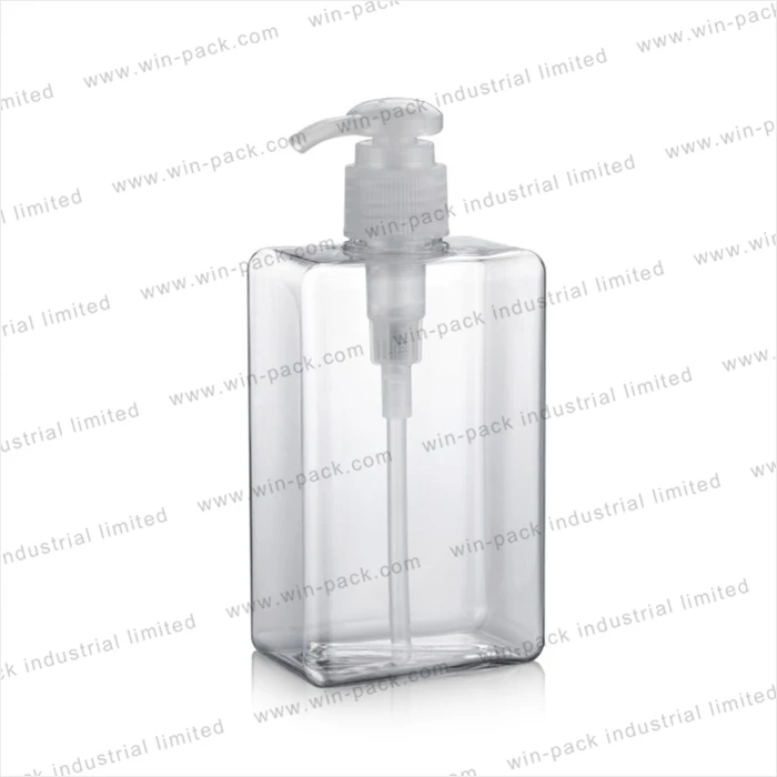 square pet  plastic bottle with pump for cosmetic shampoo 100 ml 150 ml 250 ml 280 ml 450 ml