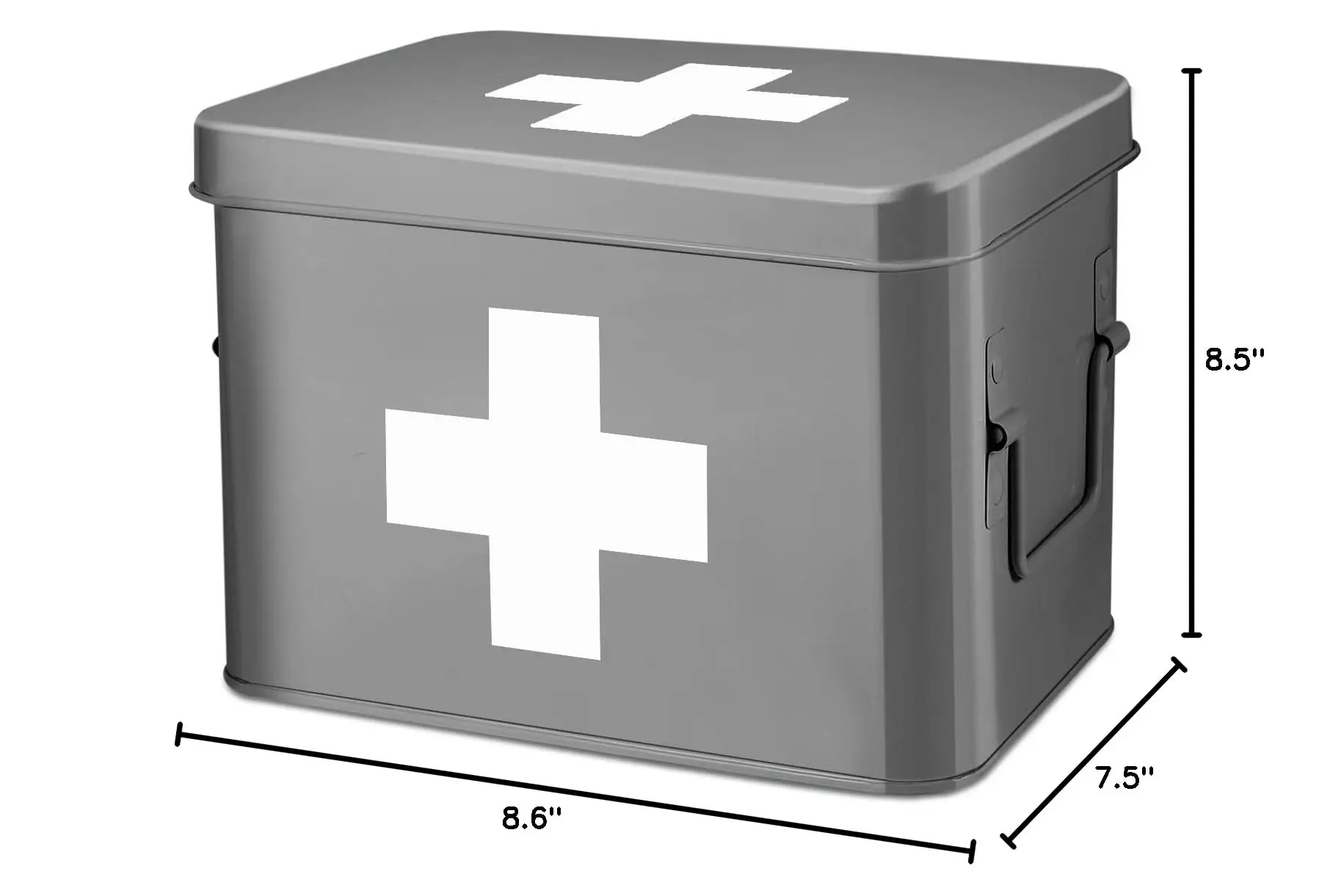 Metal Grey Medicine Box Tin Custom Storage Box First Aid Metal Box For Home