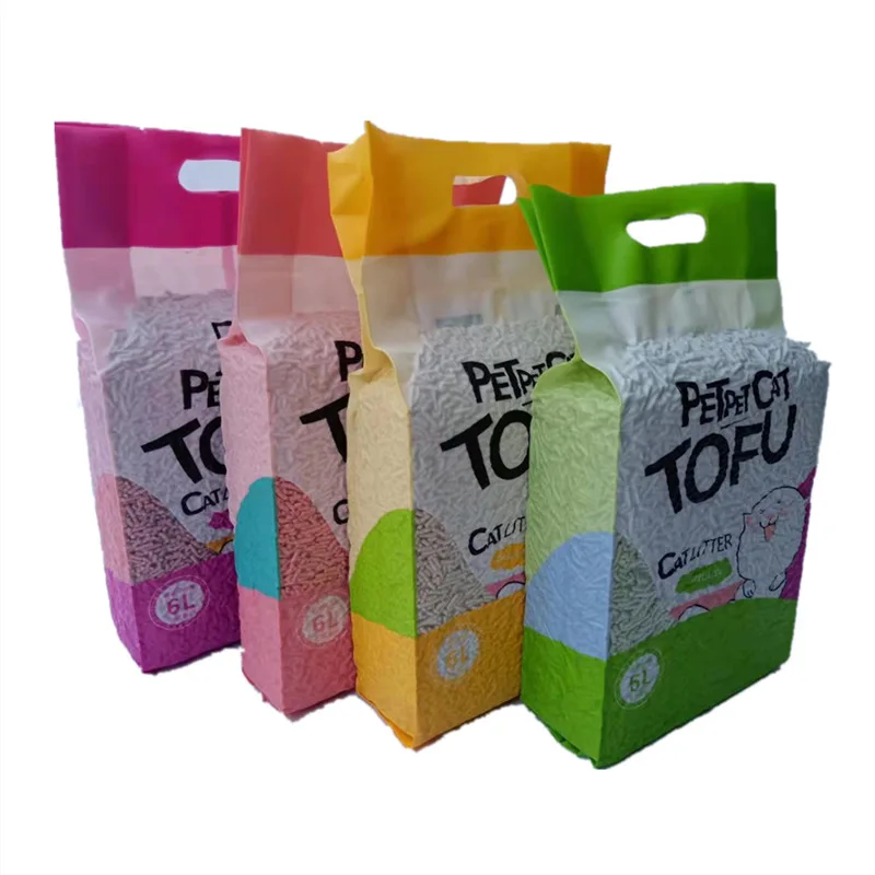 New design vacuum packaging pet cat products Quick Clumping flushable toilet cat litter tofu cat litter