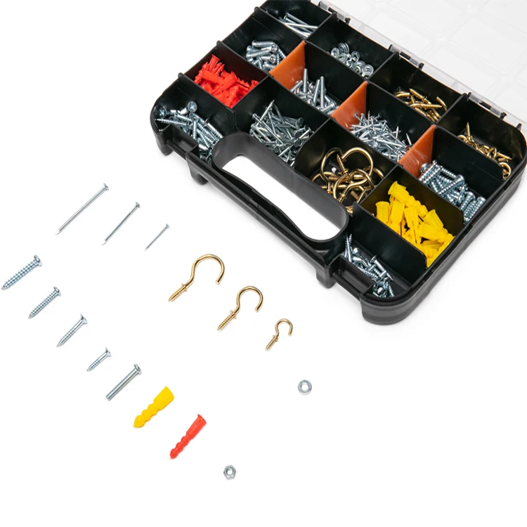 550PC Household hardware kit self tapping screw with anchor cup hook wood machine screw nut flat washer