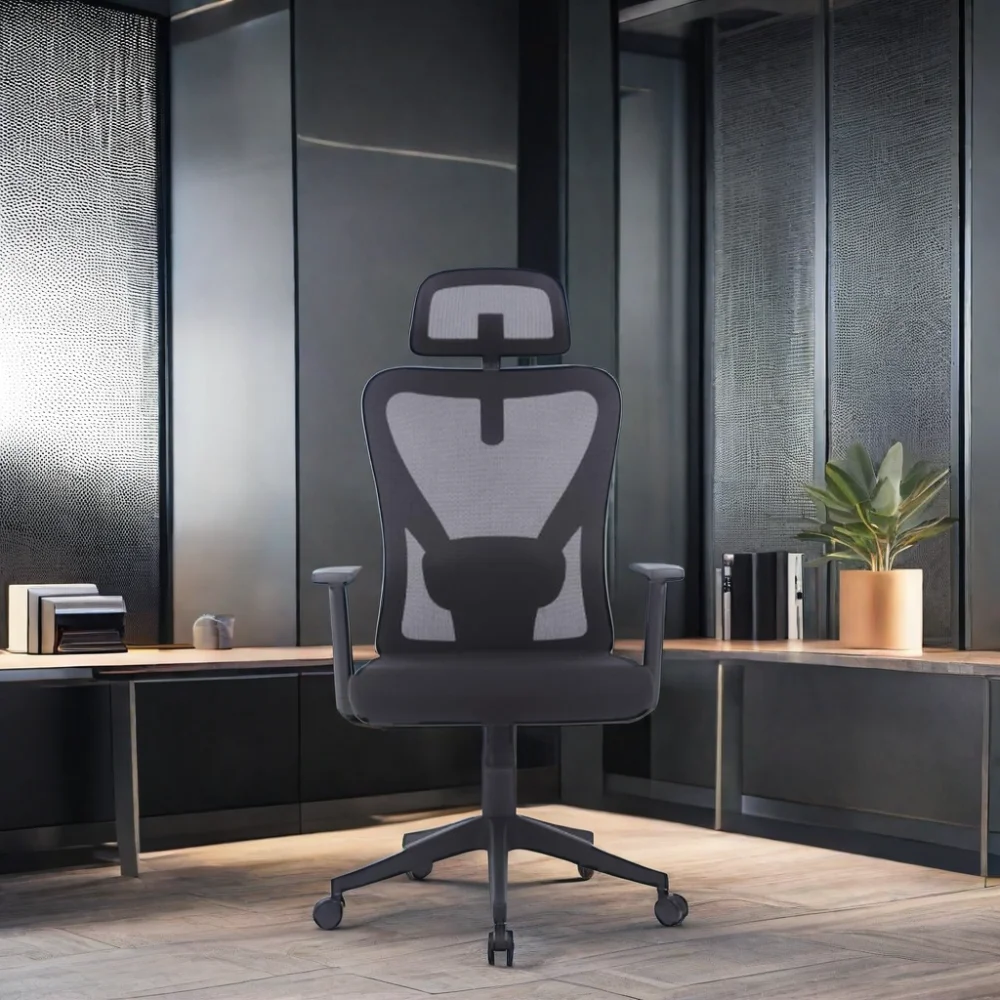 Modern Commercial Manager Chairs Lumbar Support Back Swivel Head Ergonomic Arm Rest Mesh Chair With Headrest