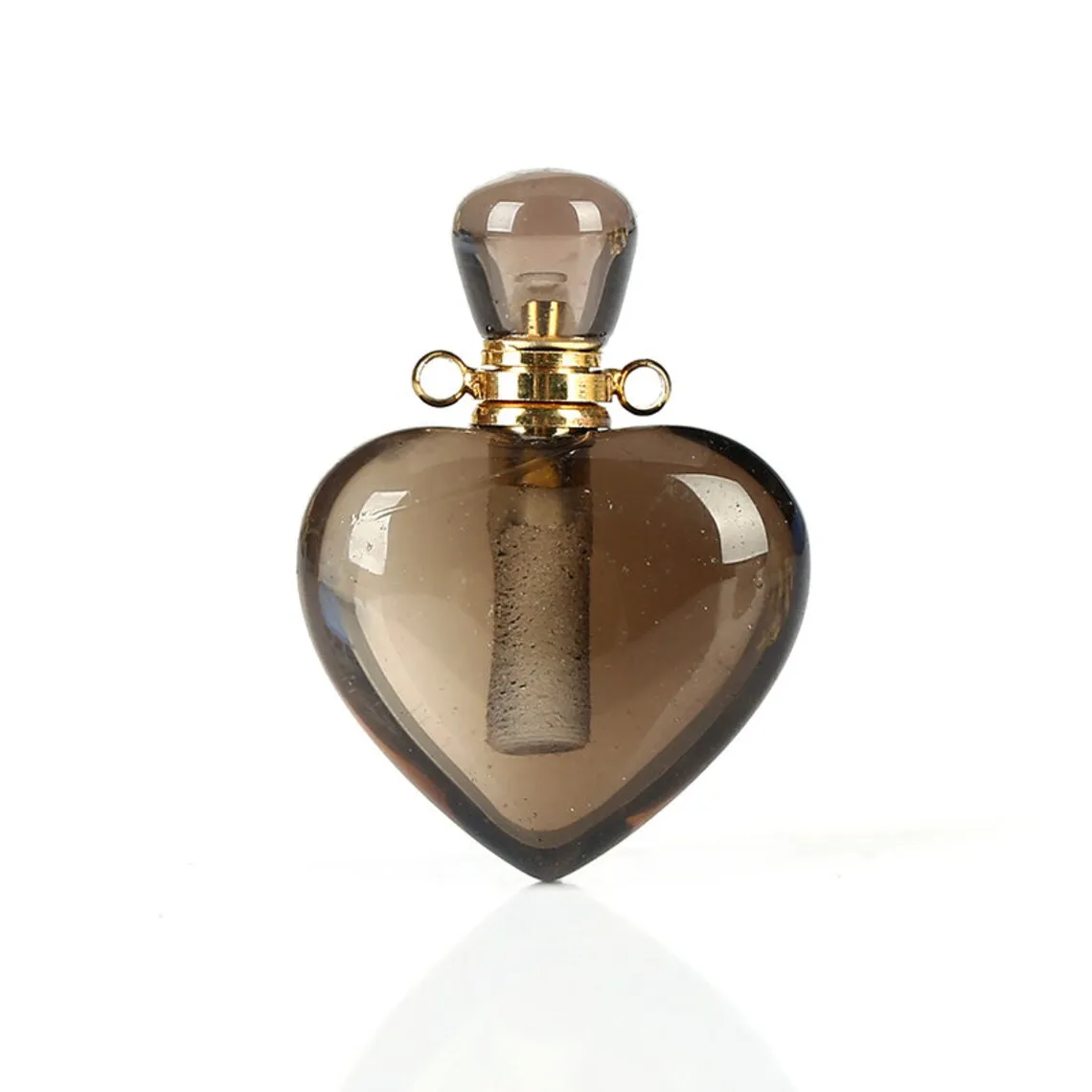 Smoky Quartz Heart Perfume Bottle Pendant, Gemstone Perfume Bottle Pendant,Gemstone Perfume Pendants