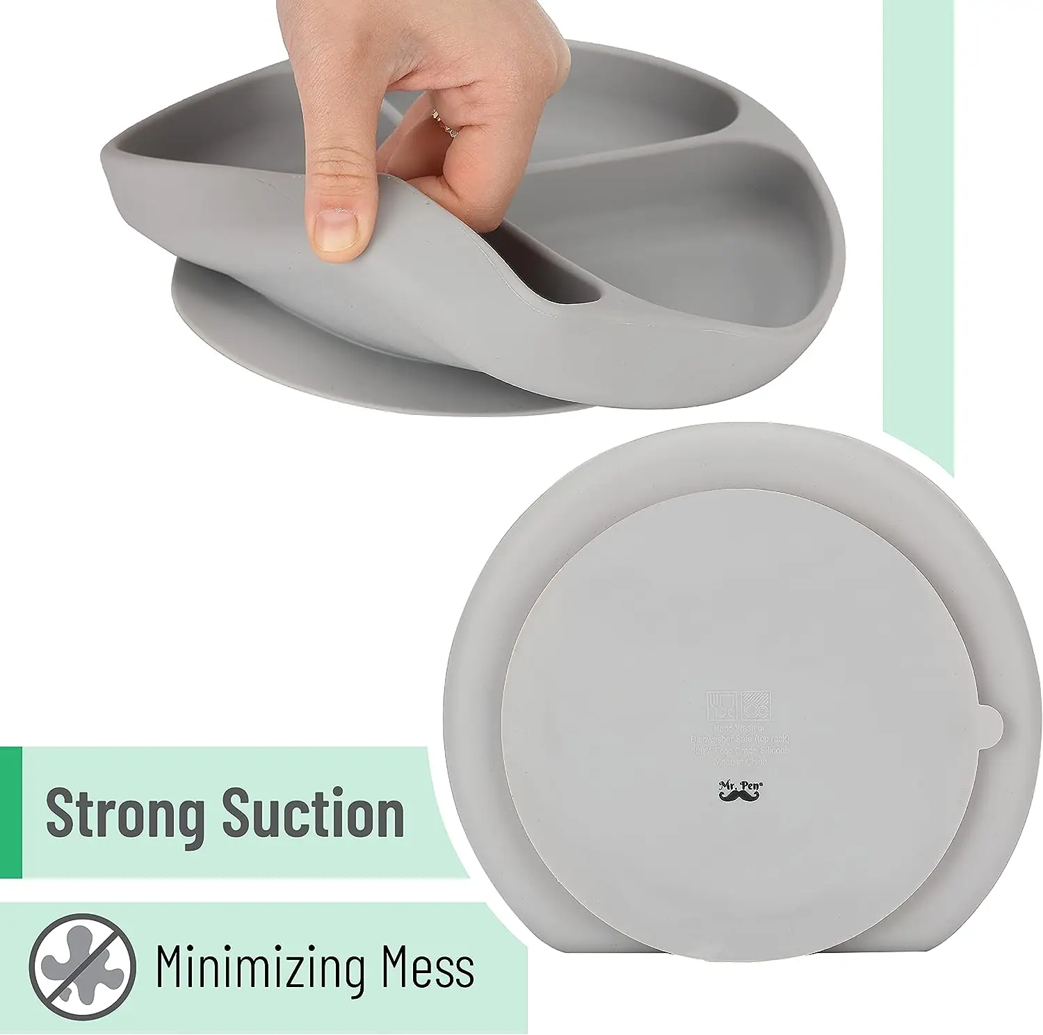 Silicone Infant and Toddler Feeding Plates Spill Resistant Easy to Clean Feeding Plates Bpa Free Silicone Plates