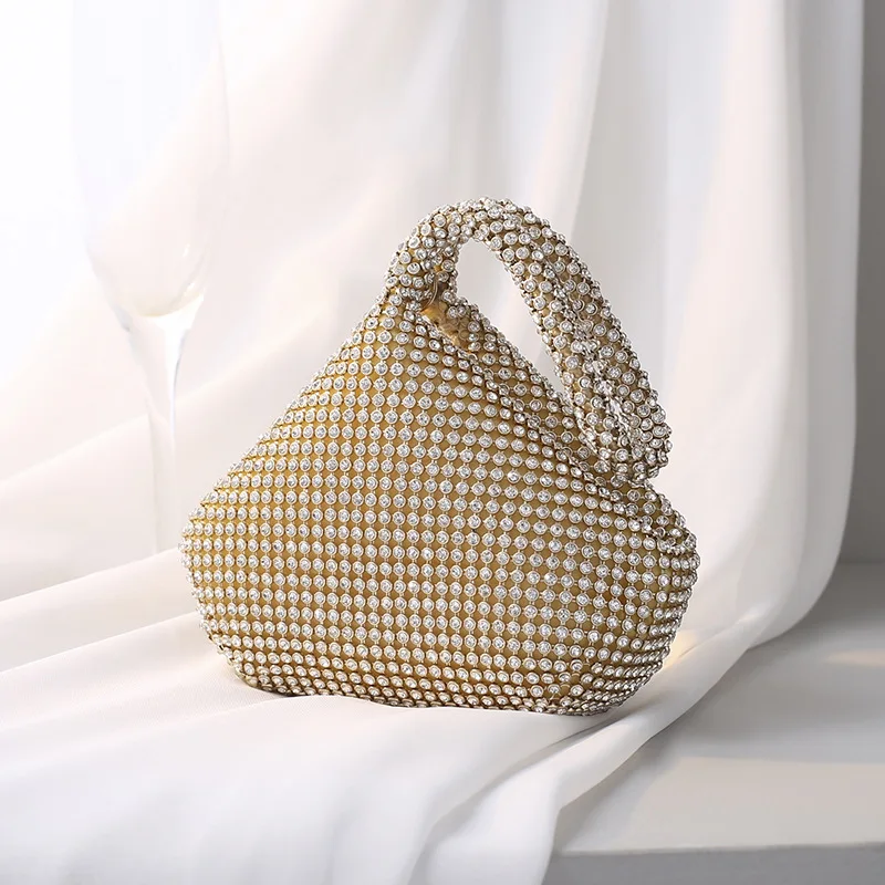 
Wholesale ladies hand purse triangle glitter women diamond money clutch 