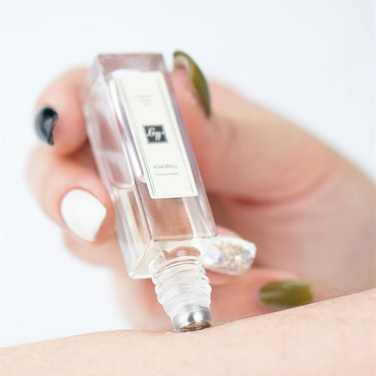 Custom Private Label 5ml 10ml Square Rectangular Shape Glass Roll On Bottle for Perfume Essential Oil Dispenser with Roller