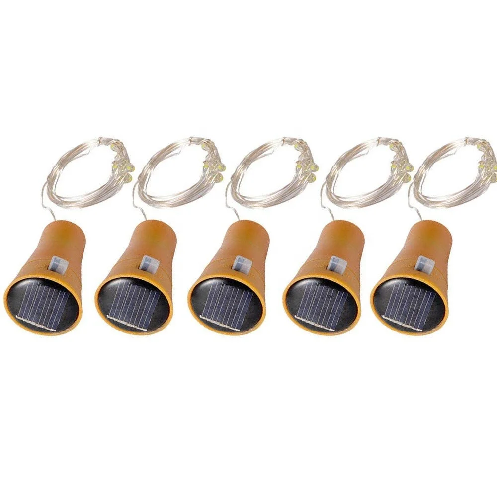 Solar Powered 8 LED Fairy String Lights Waterproof Night Fairy Cool White Wine Bottle