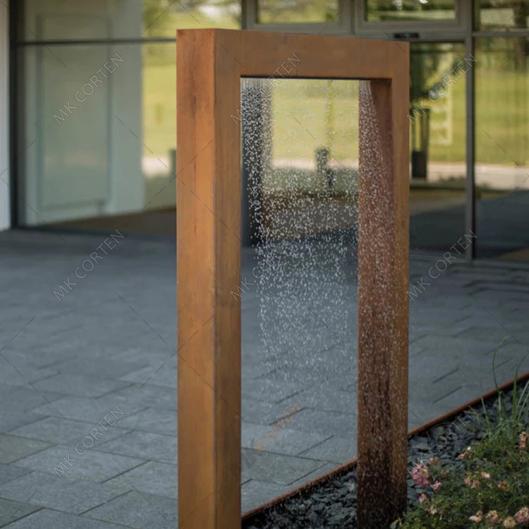 Large Corten Steel Rain Curtain panel corten Water Feature Garden Fountain