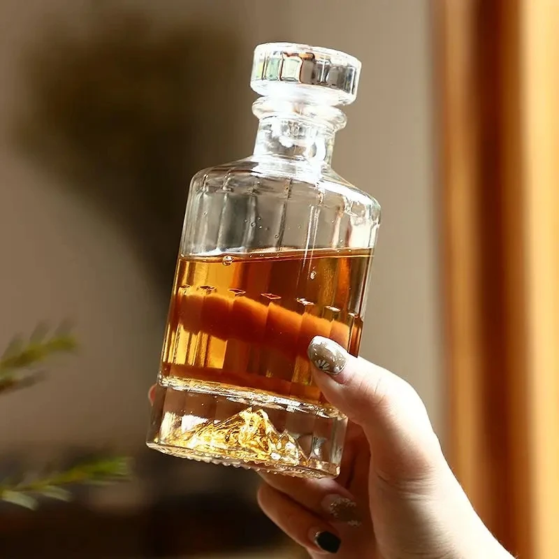 wholesale wine bottle 100ml 250ml 500ml 750ml 1000ml clear glass bottle cork whiskey vodka brandy gin bottles with Glass lid