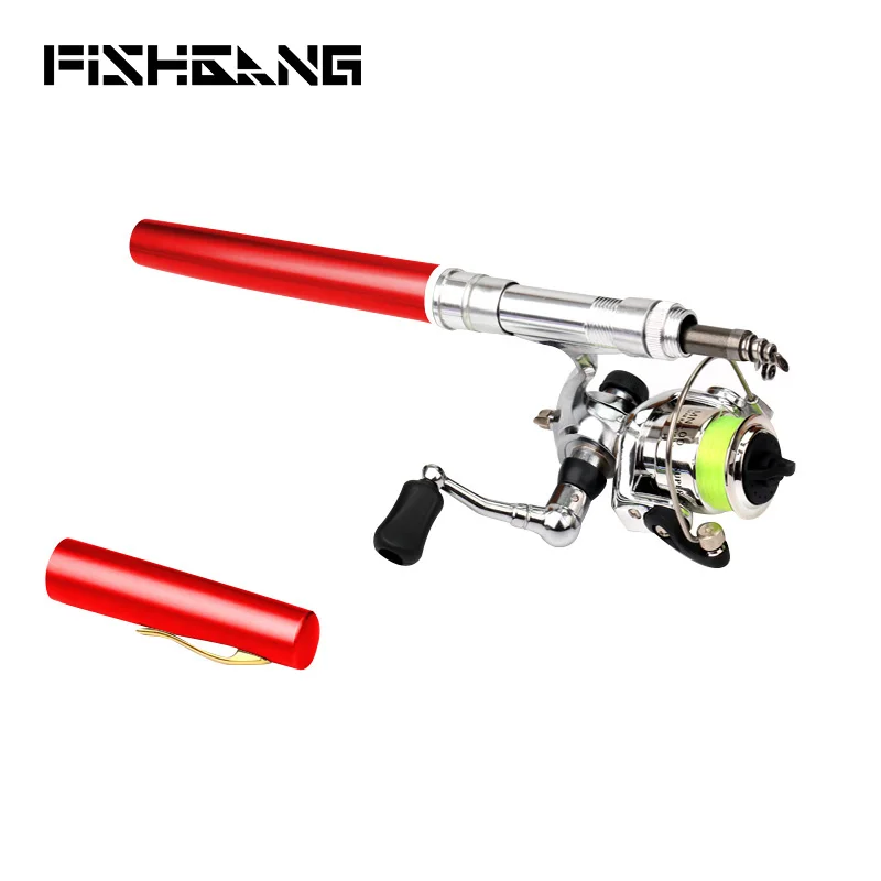 FISHGANG 1m 1.4m quality telescopic pocket mini fishing rod in pen case pen fishing rod and reel combo
