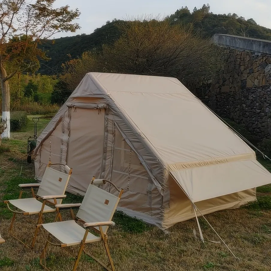 6.3 square meter integrated outdoor rainproof and warm camping inflatable tent