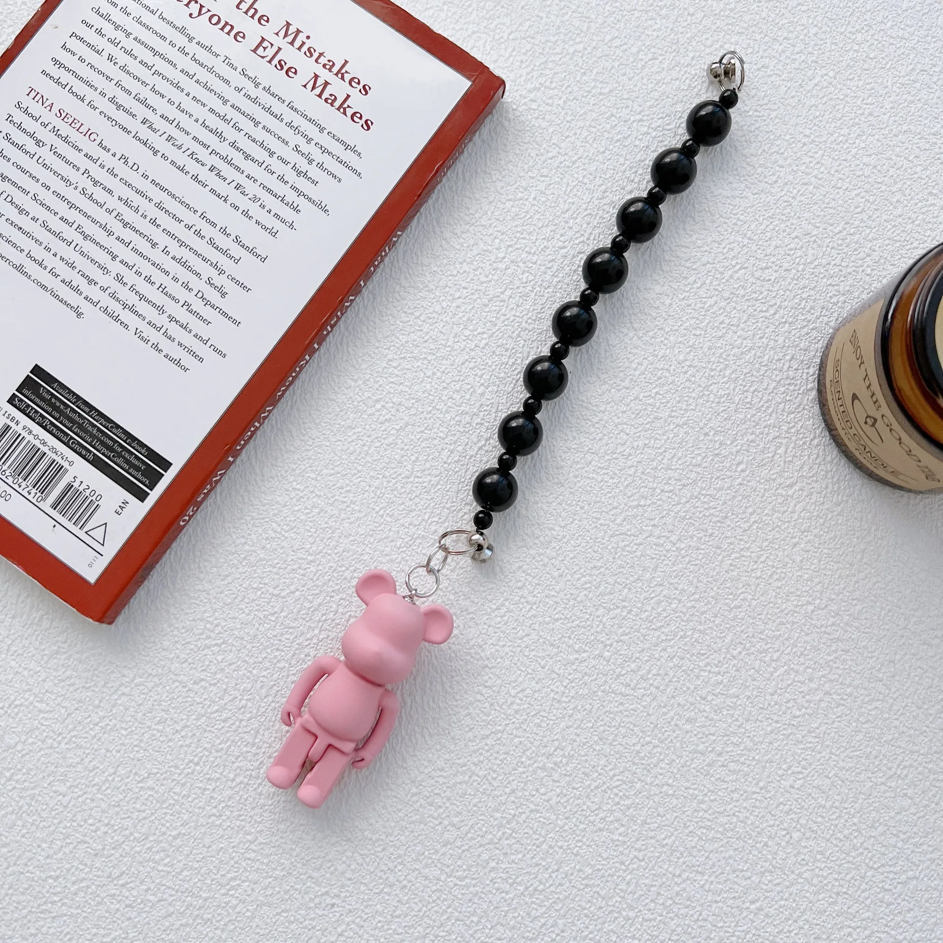 Acrylic Violent Bear with Black Bead Chain Suitable for Drip Glue Phone Case and Notebook Accessories