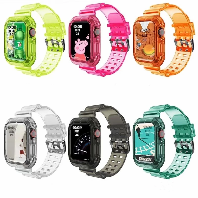 
Case+Strap For Apple 44mm 40mm 42mm 38mm Accessories Bracelet Soft Silicone Transaparent Watch Band 