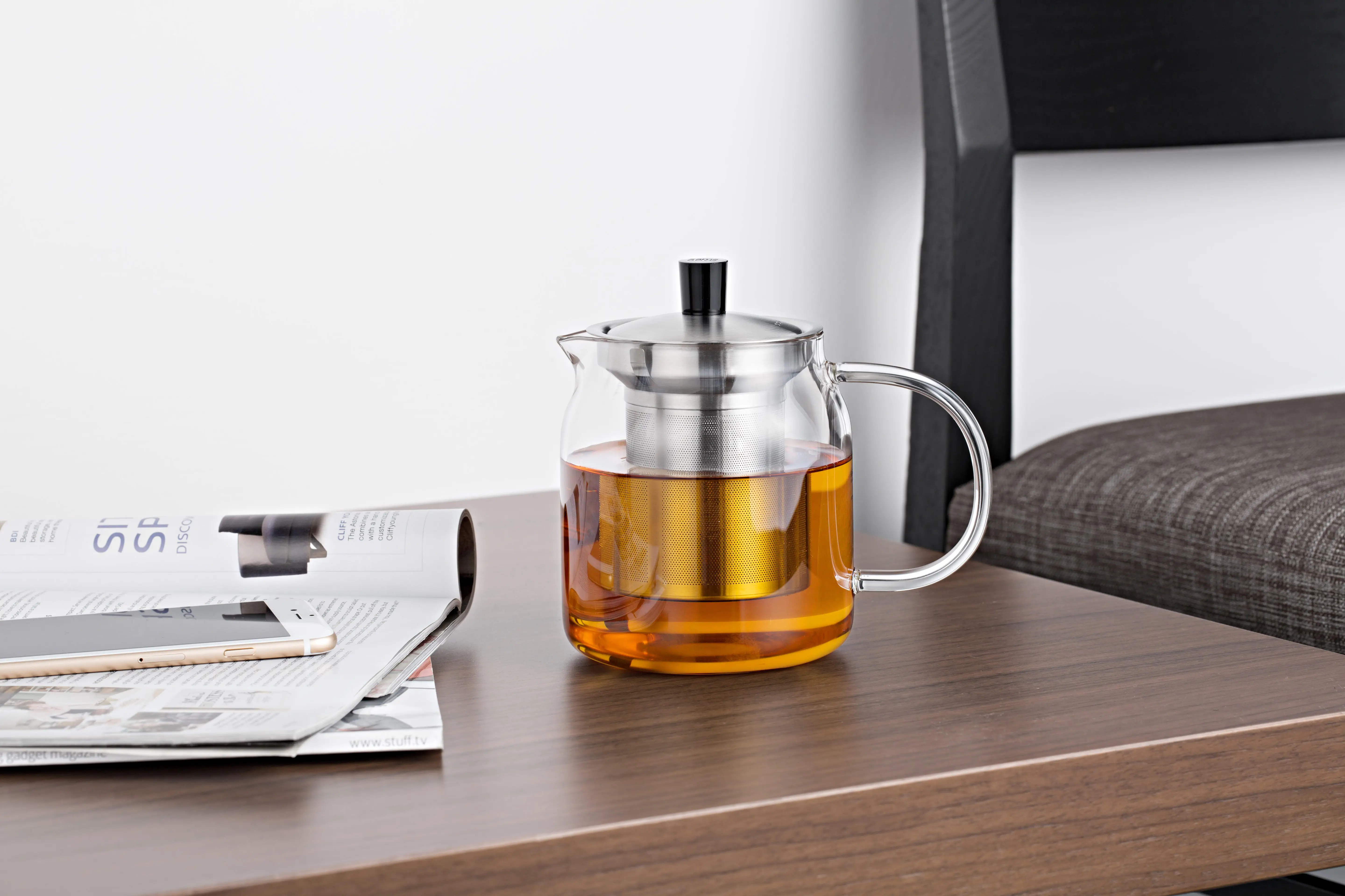 Best Selling 304 Stainless Steel Lid Borosilicate Glass Teapot Heat Resistant Handmade Glass Teapot With Stainless Steel Infuser