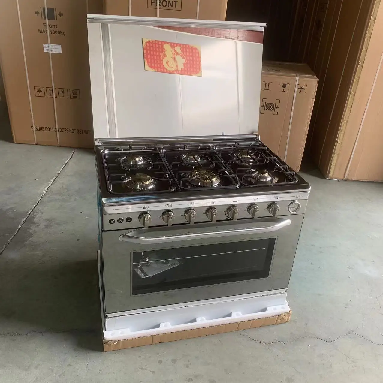 Freestanding Gas Rice Cooker Stove Six Gas Plus Oven Multifunctional Upright Siamese Oven