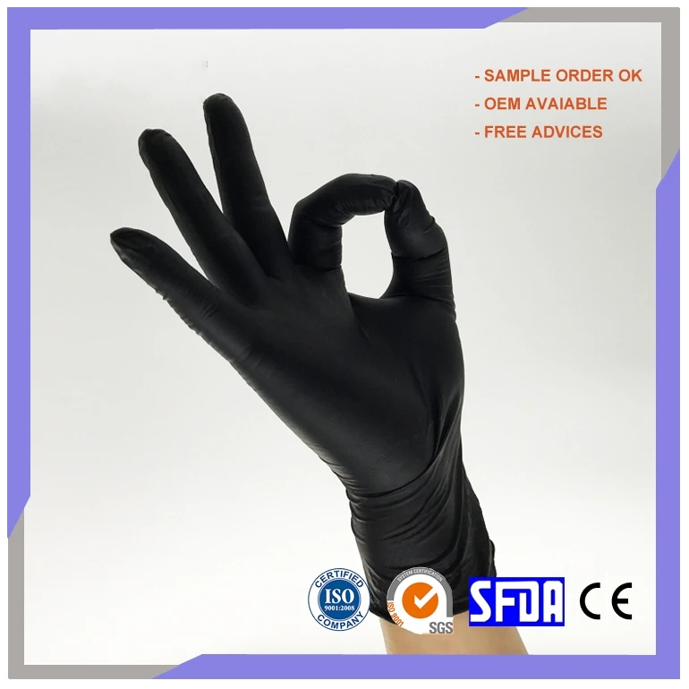 Thin Black Disposable Nitrile 3.5g Weight 3.5 MIL Household Rubber Working Kitchen Branded Cheap Good Quality Gloves