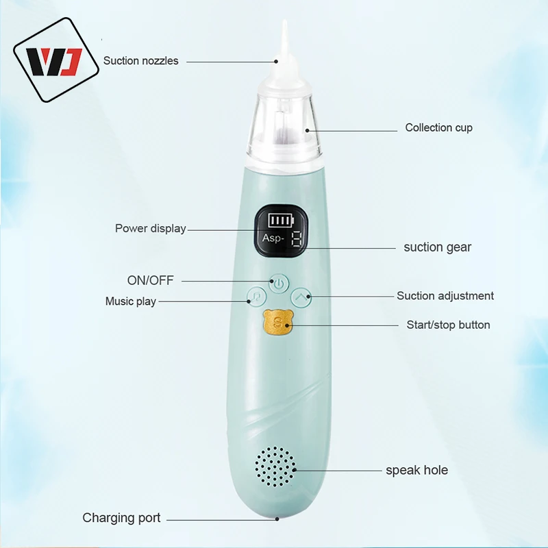 High quality 6-speed regulation free choice electric baby nasal aspirator USB Rechargeable kids nasal aspirator