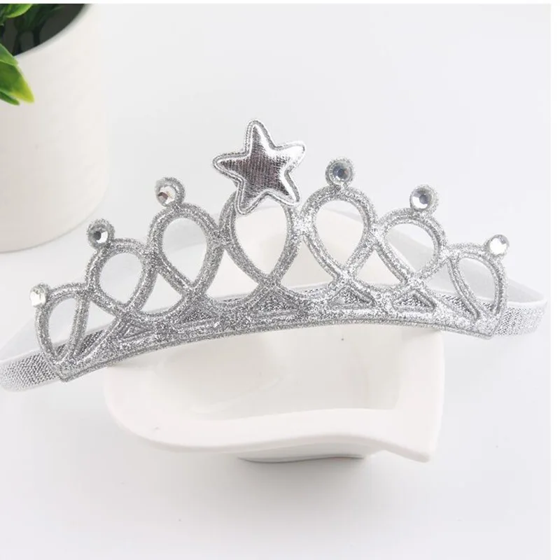 European and American Fashion Golden/Sliver Crown Hair Band Headband for Kid Baby Toddler Birthday Gift