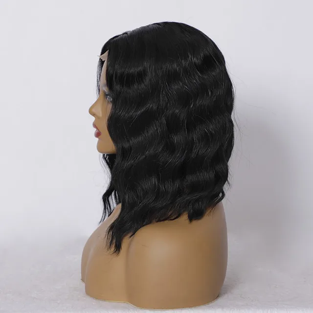 Wholesale cheap synthetic wigs lace frontal wig water Wave Heat Resistant Synthetic Hair black wig for women
