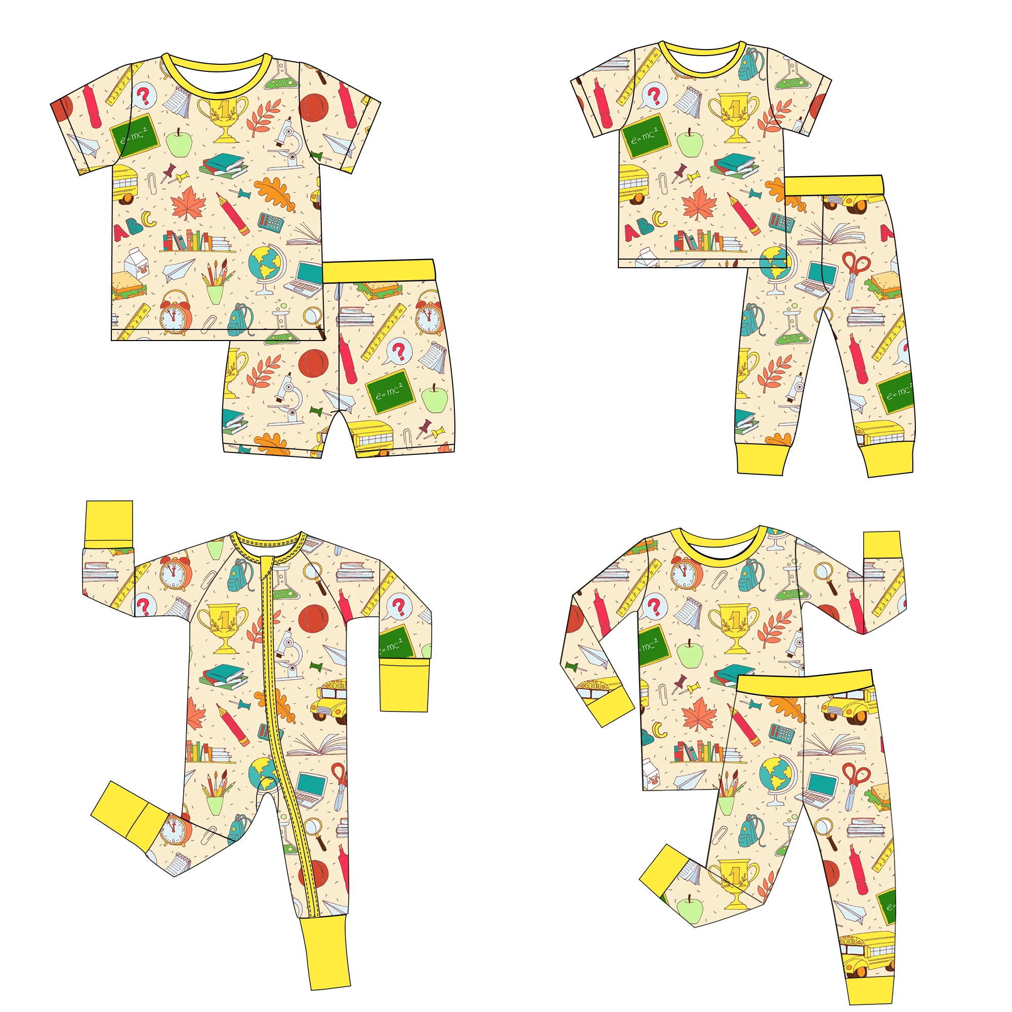 Factory Wholesale 95%bamboo 5%viscose Soft Material Custom Design Two Pieces Short Baby Bamboo Pjs Sets