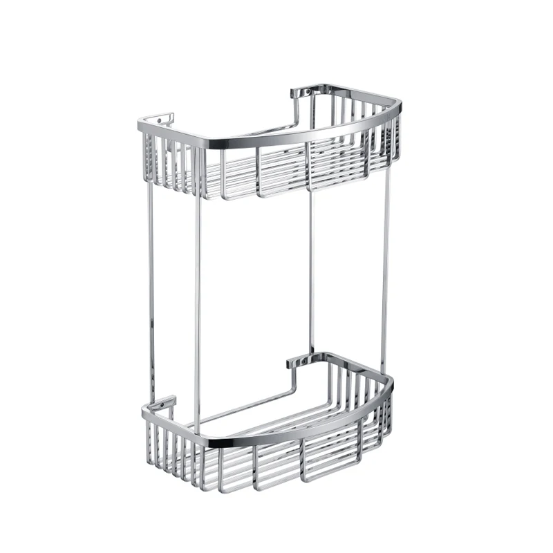 Dual tier metal bathroom wire basket shelf stainless steel shower caddy