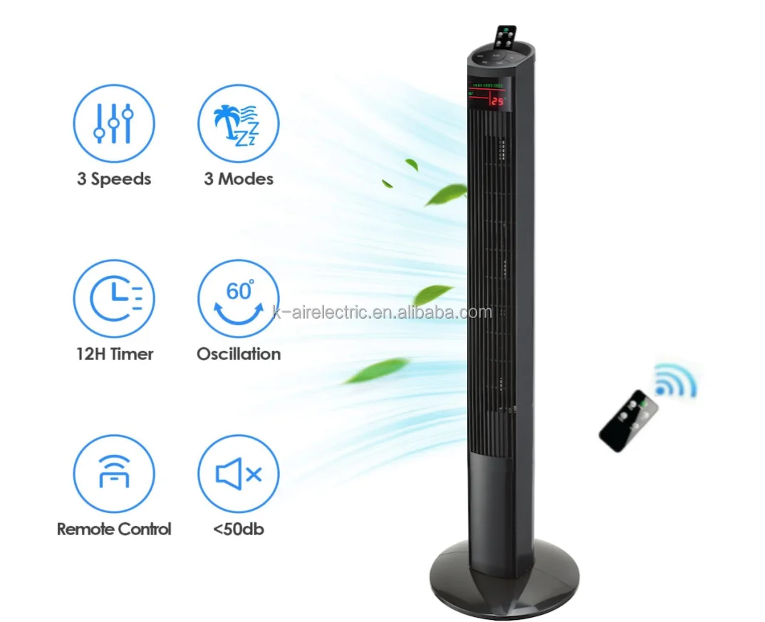 ETL Approved Electric Oscillating Cooling Portable Bladeless Tower Fans with LED Display and Auto Off