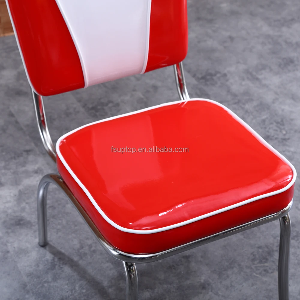 (SP-LC292) Popular American 50s Style Leather Dining Chair Stainless Steel Chair dining set