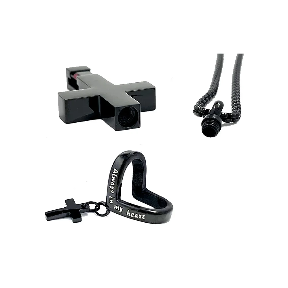 Memory Keesakes Jewelry Stainless Steel Casket Birthstone Ash Pendant Cross Cremation Urn Necklace for Ashes