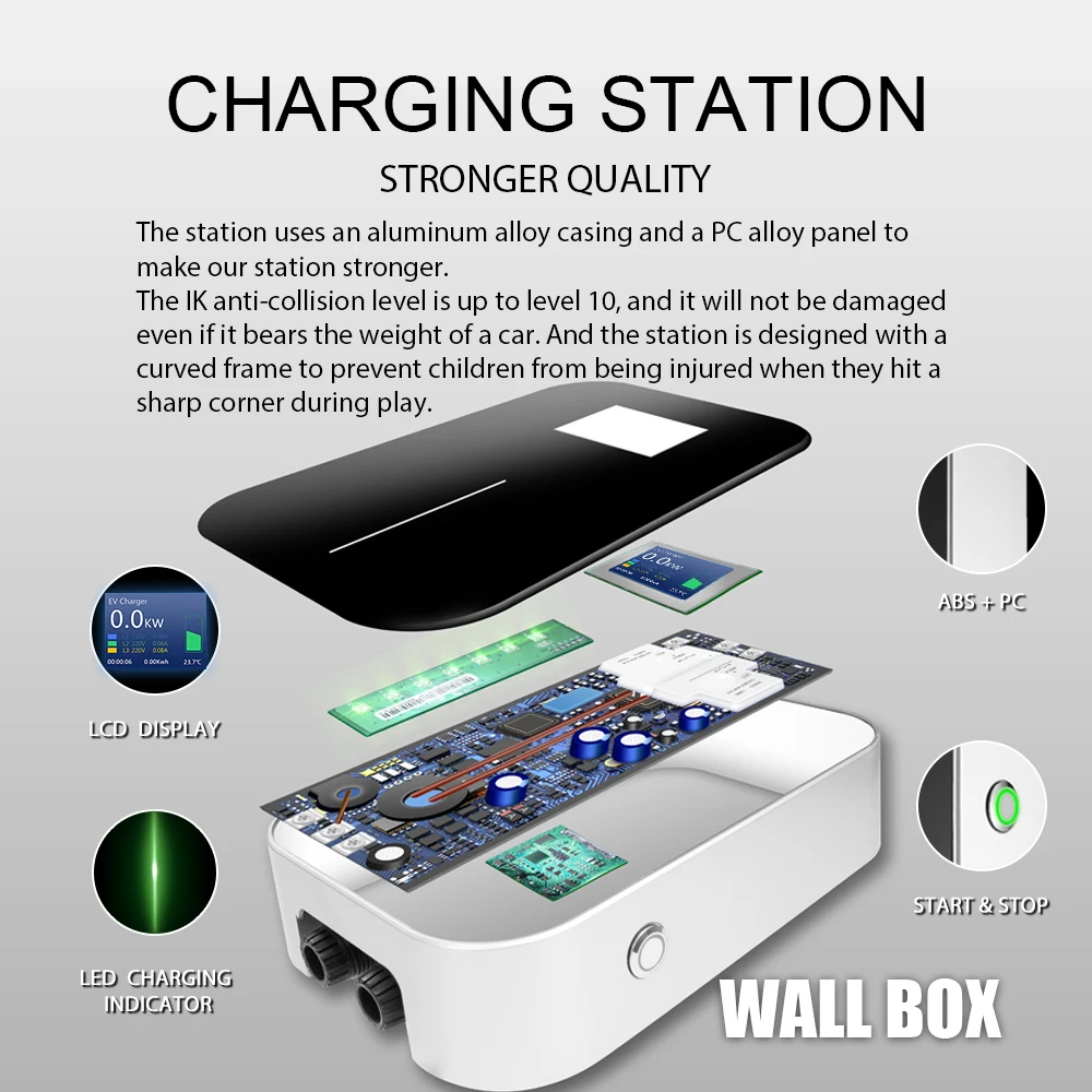  16 А 3 фазы 11 кВт Тип 2 RFID настенный EV Wallbox для электрического