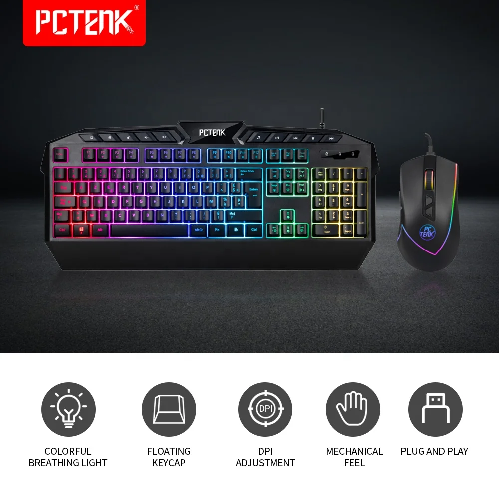 Светодиодная мембрана Rgb Usb подсветка ПК периферийная Механическая чувствительность Anti Ghost ноутбук стимпанк игровая клавиатура и мышь