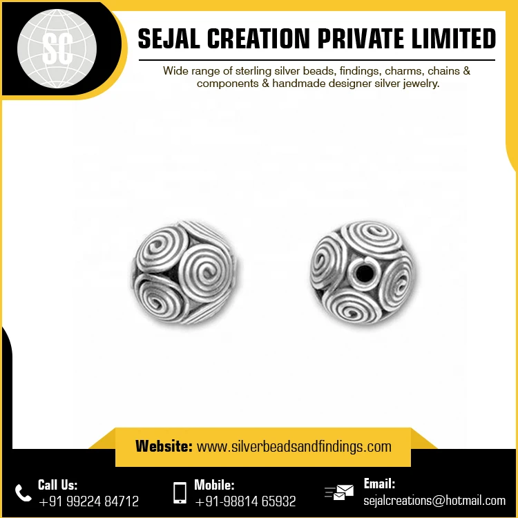 high quality Sterling Silver Beads 925 custom logo bracelets oval beads exporter and manufacturer