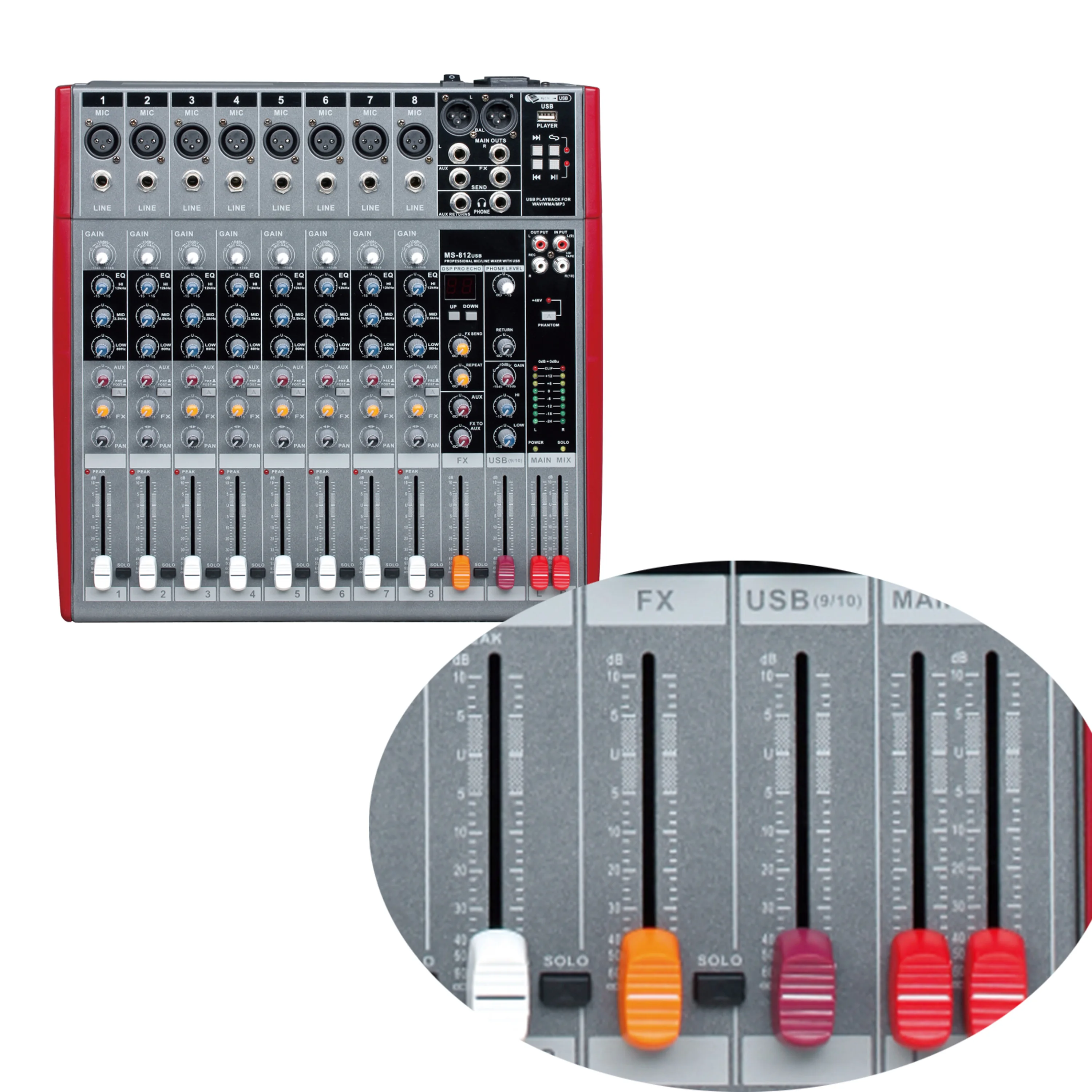 High quality Professional Digital Audio dj 8 Channel Power Mixer for PA System