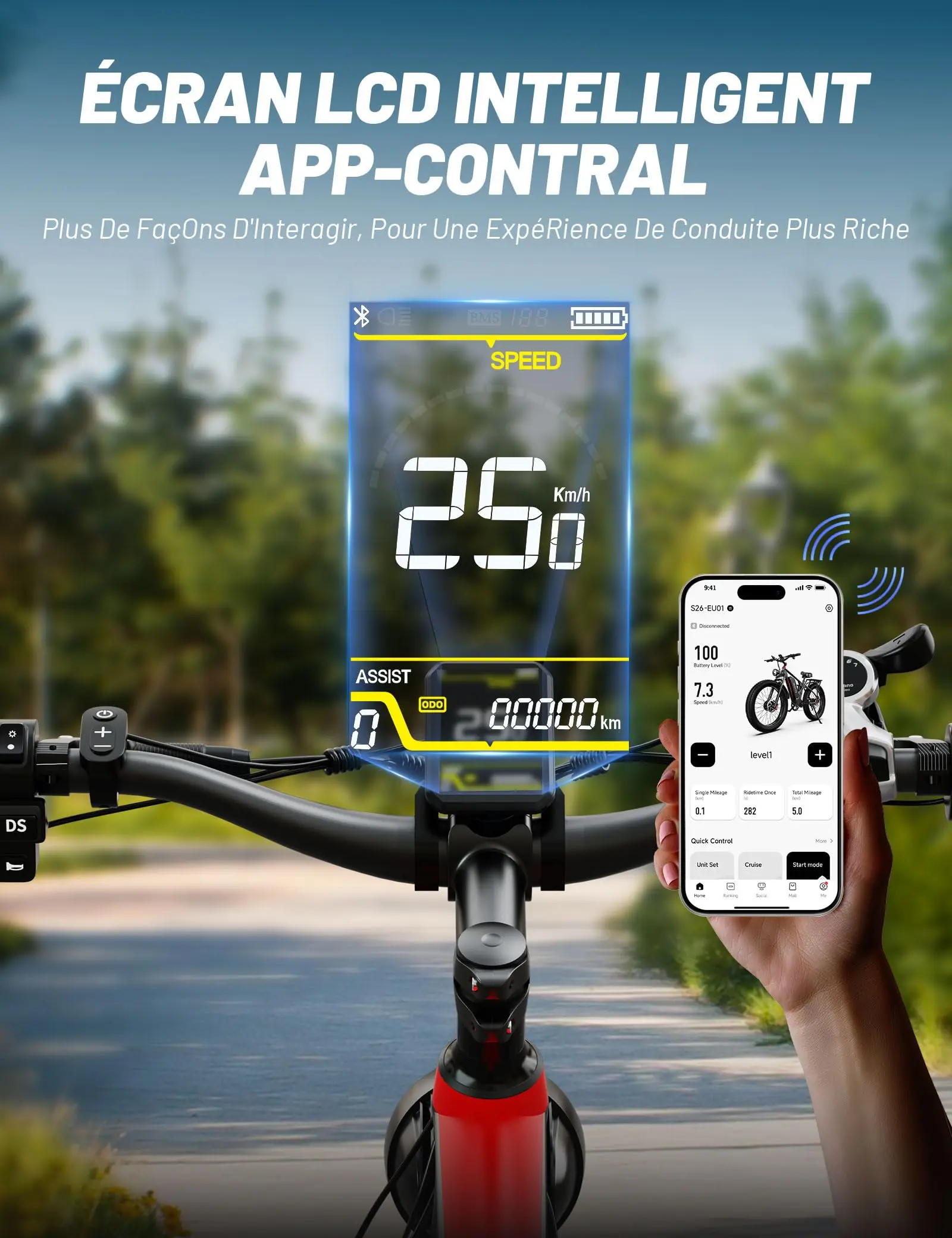 Mountain Electric Bicycle with Dual Shock Absorber and 20AH Large Battery