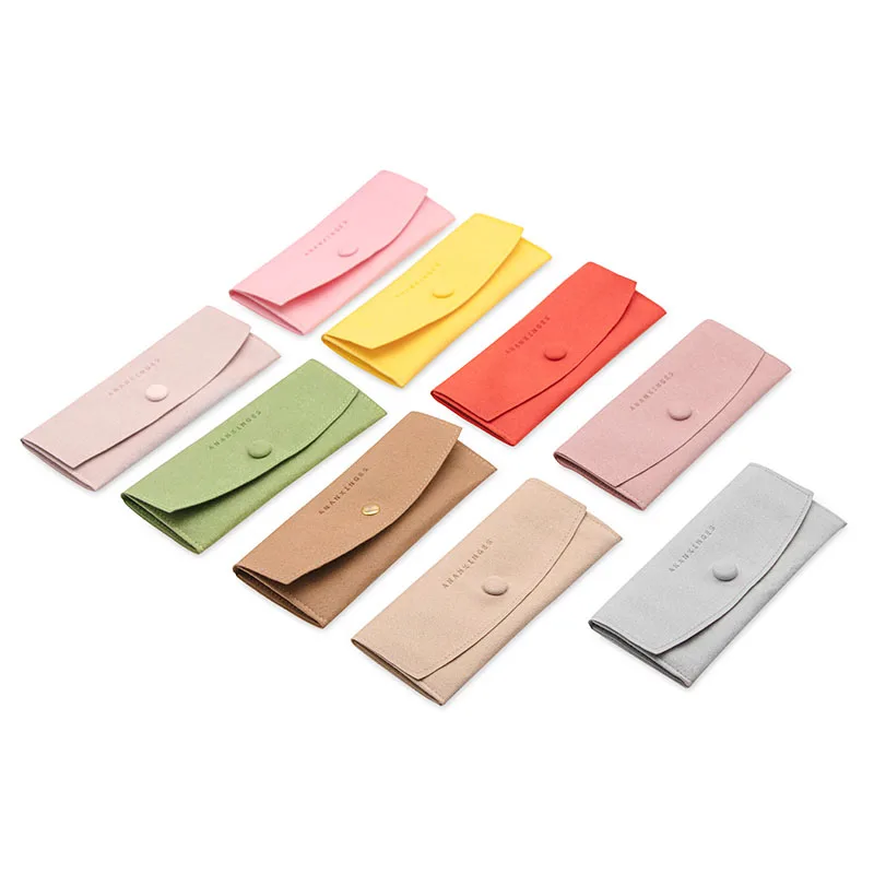 Custom Logo Printed Small Envelope Flap Package Pouch cover bags for jewelry Luxury Microfiber Necklace Jewelry Bag