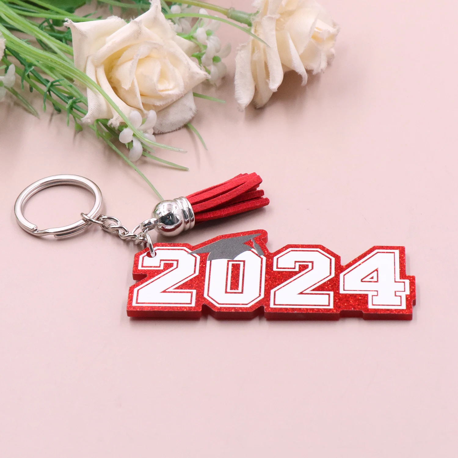 MD151KH1293  New 2024 Graduation Acrylic Keychain CN Class Stainless Steel Metal Gift Keychain with UV Printing