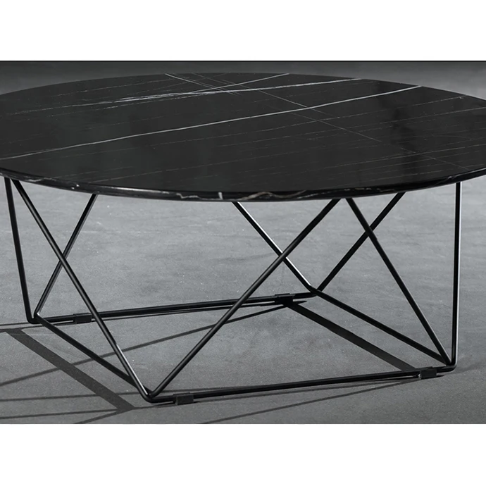 
Metal top laser cutting Black coffee table 