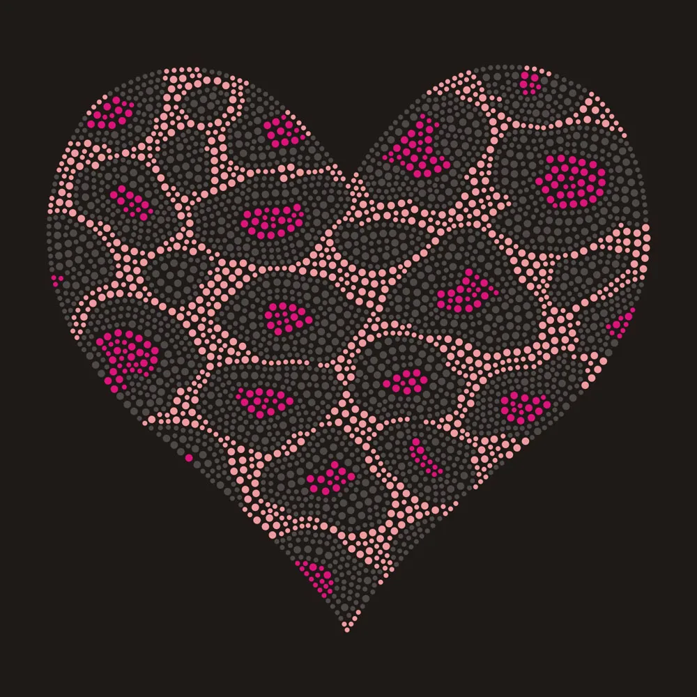 Wholesale custom rhinestone heart logo heat transfer designers hotfix rhinestone transfers
