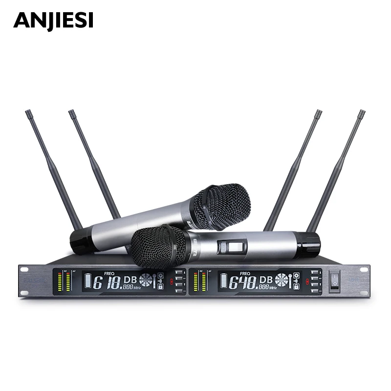 anjiesi UHF Induction Microphone One for Two Home Performance Wireless Microphone Karaoke