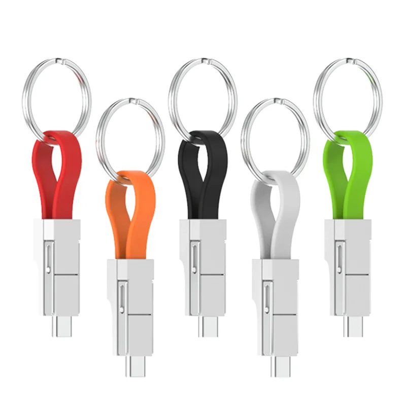 Портативный мини-экстренный 3A Бесплатная доставка 4 в 1 Магнитный usb-кабель с брелком для зарядки передачи и зарядный кабель iOS/Android/Type C данных