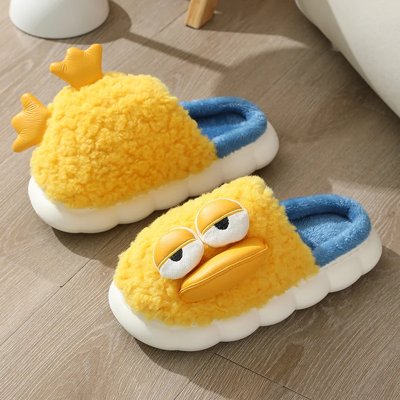 Hot sale parent and children new comfortable plush slippers winter warm fluffy duck slippers
