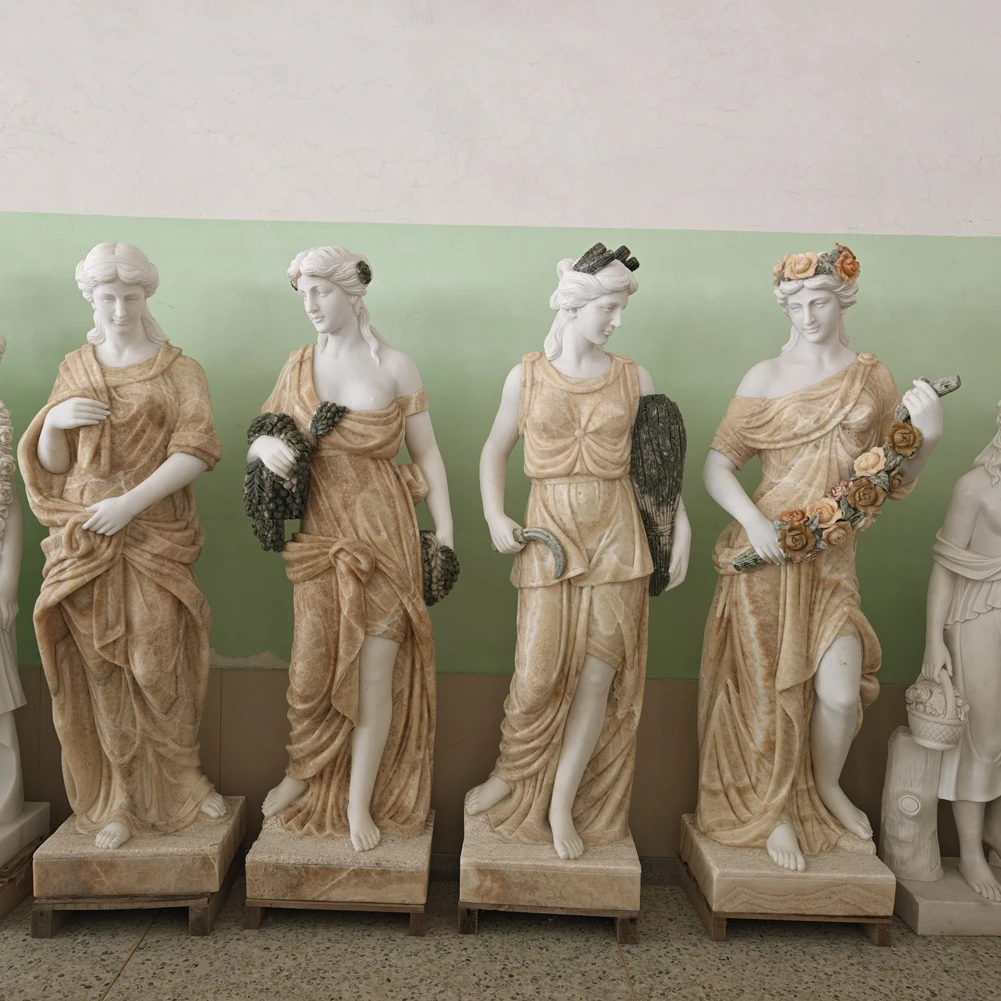 Marble Stone Carving Sculptures Life Size Statue For Outdoor Customize Sculpture