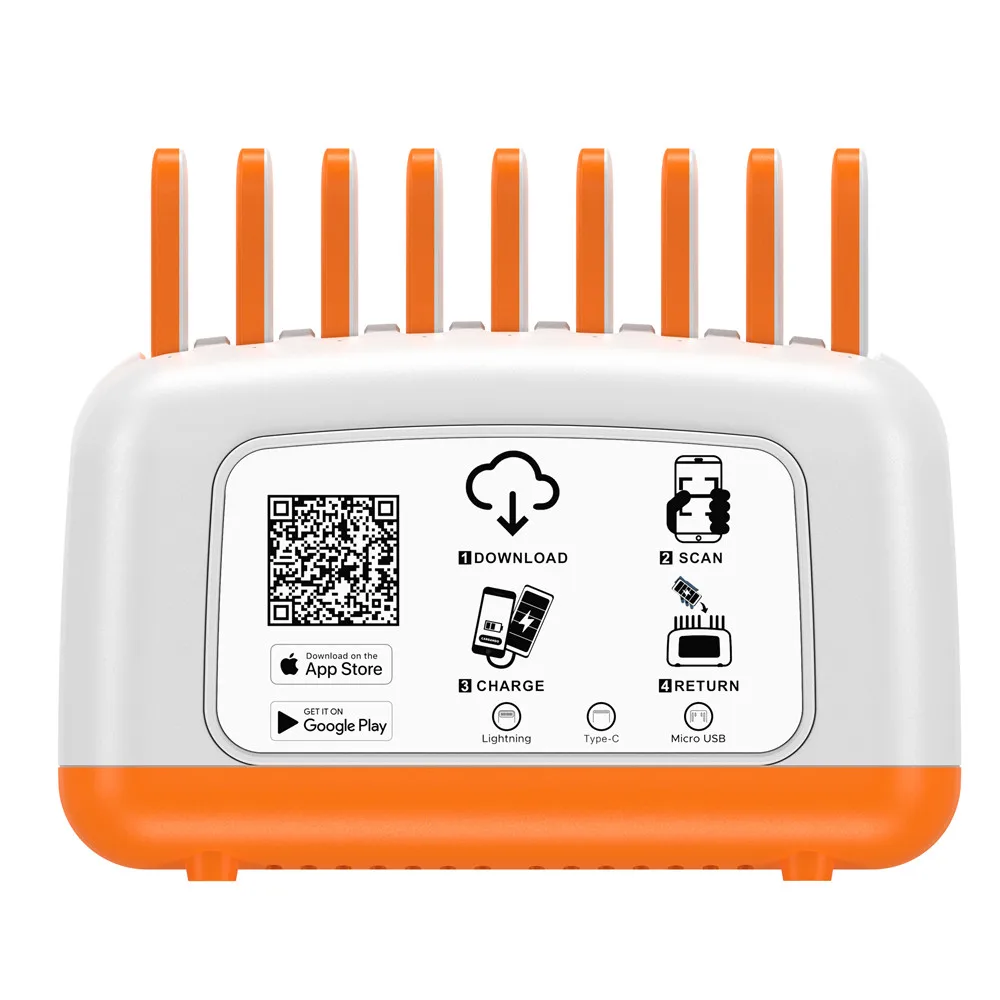 Smart qr code 9 ports powerbank rental station mobile phone shared power bank stations