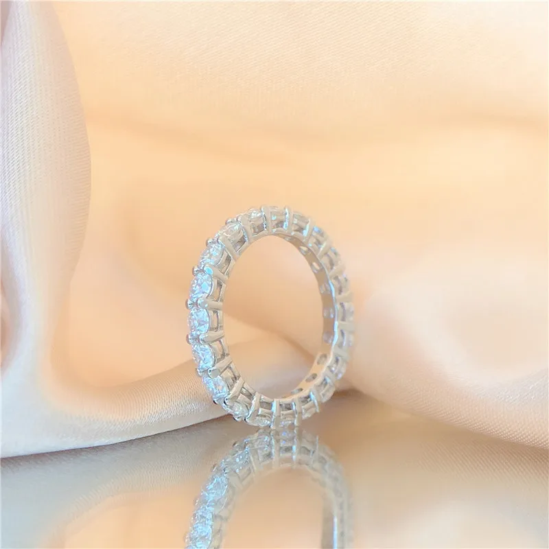 cluster gra certified 5mm 925 silver iced out hip hop tennis ring moissanite cuban link ring