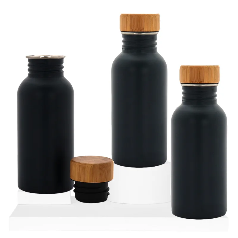 Factory Wholesale Custom 350 ml Stainless Steel Water Bottle Simple Portable Leakproof Vacuum Bottle With Bamboo Lid