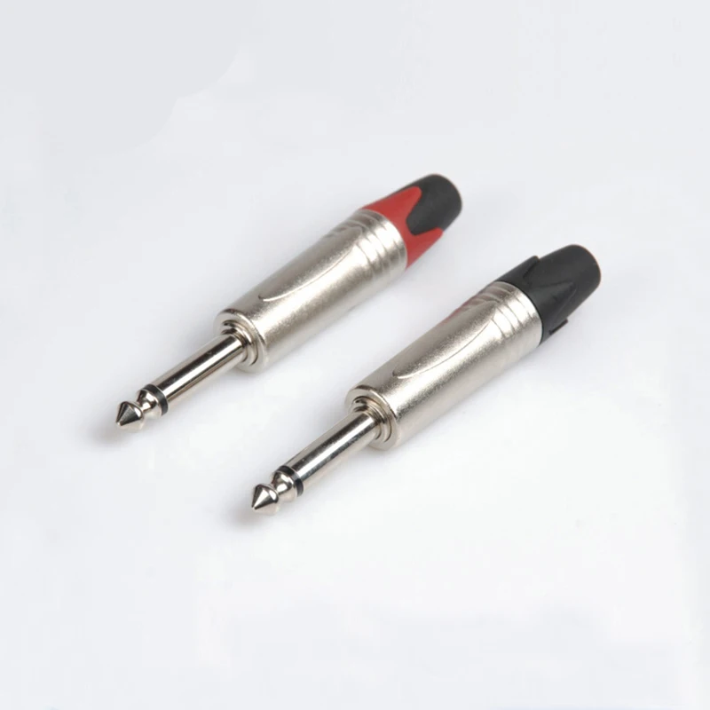 2 Pin Aluminum Surface Audio Wire Connector 6.35mm straight Plug Stereo/Mono Plug