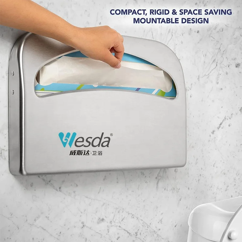 WESDA Stainless Steel Toilet Paper Dispenser Half Fold Stainless Steel Wall Mounted Toilet Seat Cover Holder for Commercial