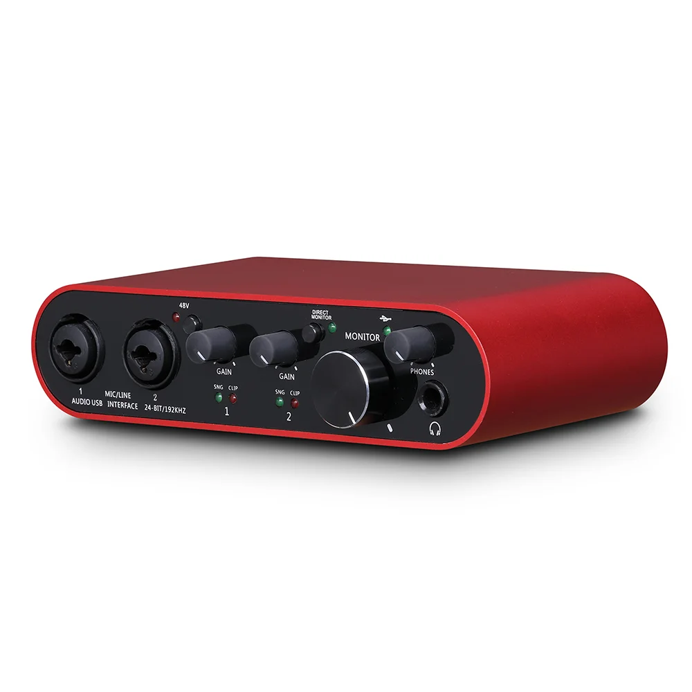 BMG-22S can use USB professional mixing console SOLO red with XLR/48V phantom power plug and play studio mixer interface