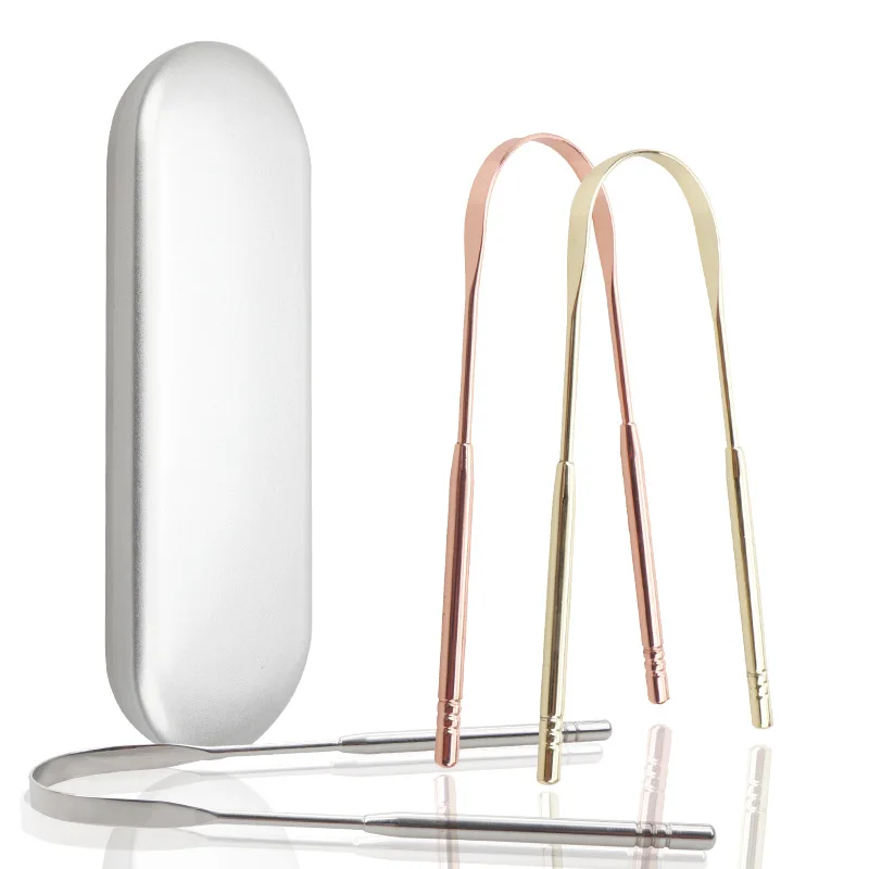 OEM high quality Reusable oral cleaning tool professional tongue cleaner adults personal oral care gold tongue scraper