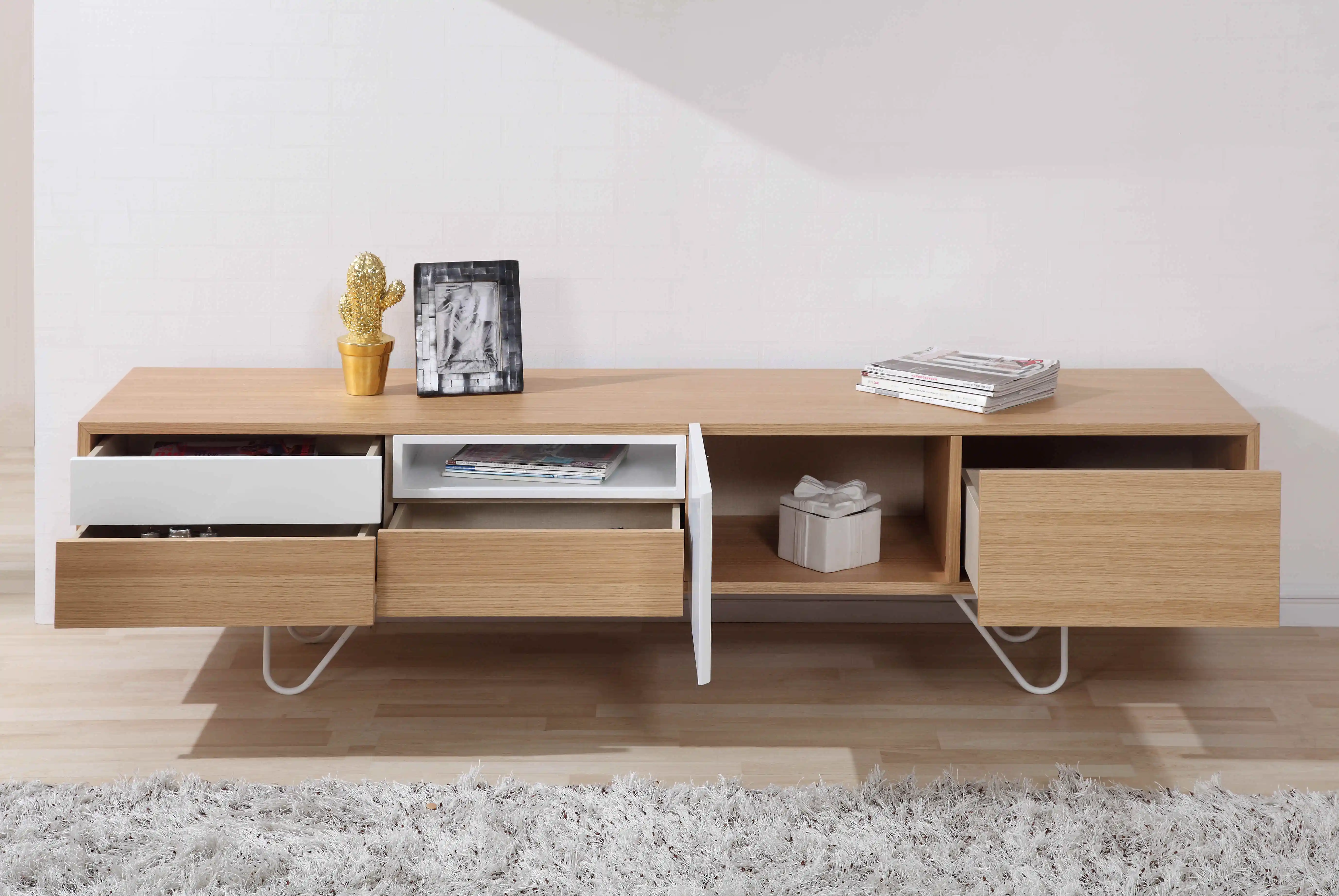 Modern designs for living room furniture wooden Entertainment Unit with drawers tv cabinet tv stand